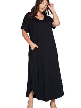 NEW L I V D Plus Size Scarlett Maxi Pocket Dress in Black Size 3X